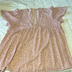 Pink and white babydoll blouse